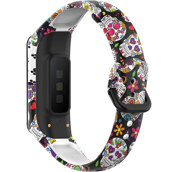 Pasek Silikonowy do Samsung Galaxy Fit 2 SM-R220, Colorful Skull