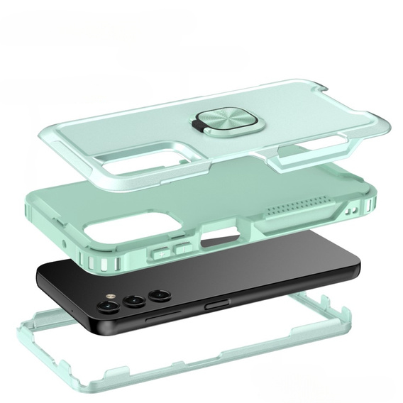 Etui do Samsung Galaxy A14 4G/5G, pancerne z ringiem, zielone