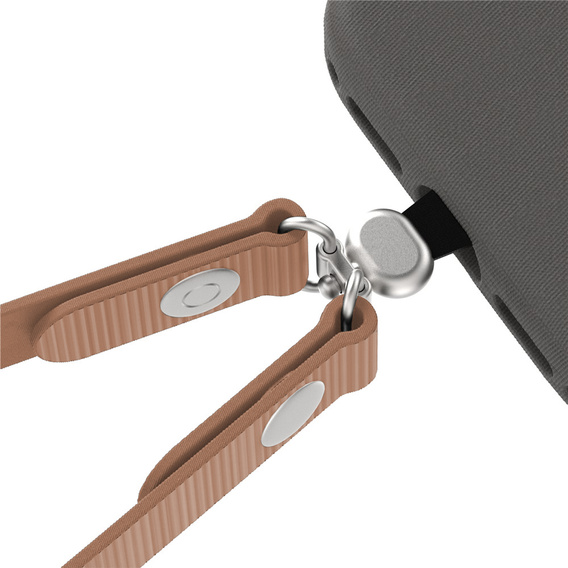 Smycz na telefon kompatybilna z etui do iPhone 17, odpinana magnetyczna klamra, pasek na szyję – brązowa