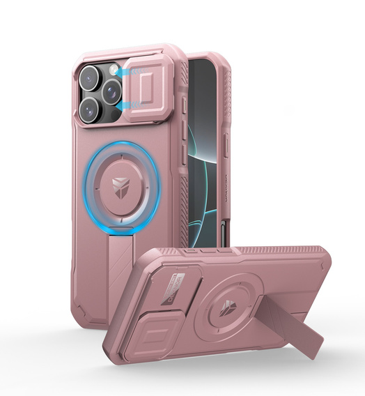 Etui Dexnor MagSafe do iPhone 16 Pro Max magnetyczne z przesuwaną osłoną aparatu – różowe