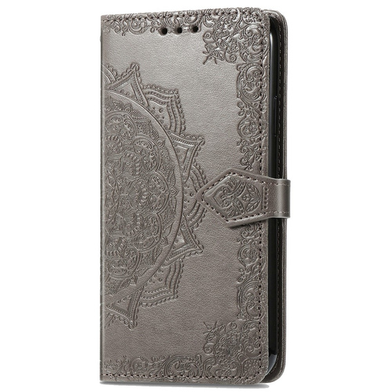 Etui z klapką do Motorola Edge 50 Pro, Mandala, szare