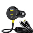Baseus – Okrągła ładowarka samochodowa 60 W USB-A + USB-C + Lightning - czarna
