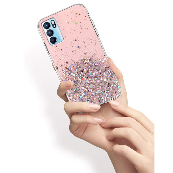 Etui do OPPO Reno6 5G, Glittery, różowe