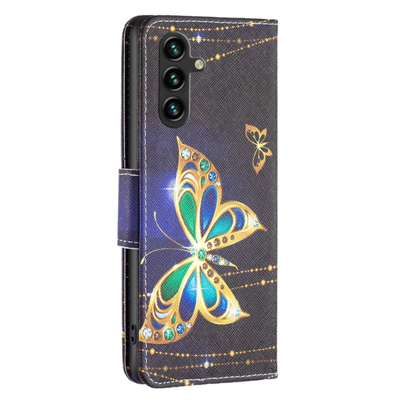Etui z klapką do Samsung Galaxy A15, Wallet, jewelry butterfly + szkło 9H