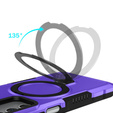 Etui do Samsung Galaxy A15 5G, Kickstand Ring, fioletowe + szkło 9H