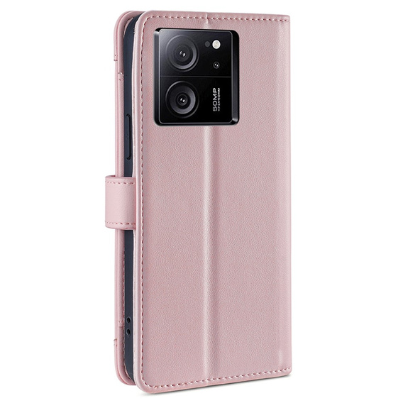 Etui z klapką do Xiaomi 13T / 13T Pro, Wallet Zipper Pocket, różowe
