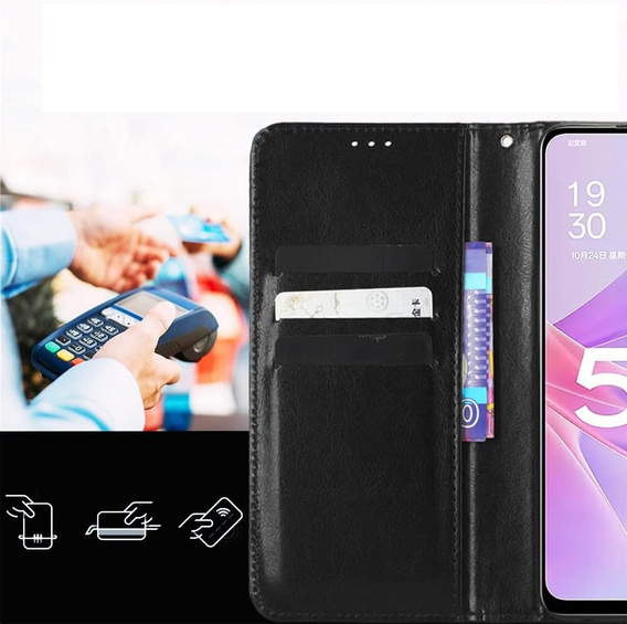 Etui z klapką do OnePlus 15R, Crazy Horse Wallet, czarne