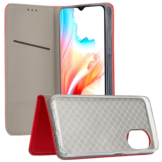 Etui do Motorola Moto G34 5G, Smart Magnet, czerwone + Szkło 9H