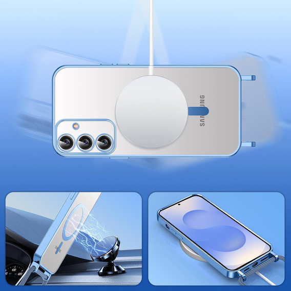 Etui do Samsung Galaxy S25, Electro MagSafe, niebieskie + Smycz
