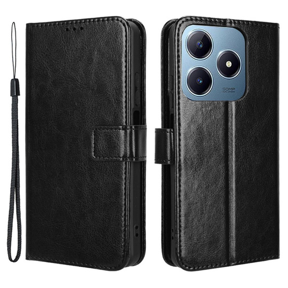 Etui z klapką do Realme C61, Crazy Horse Wallet, czarne