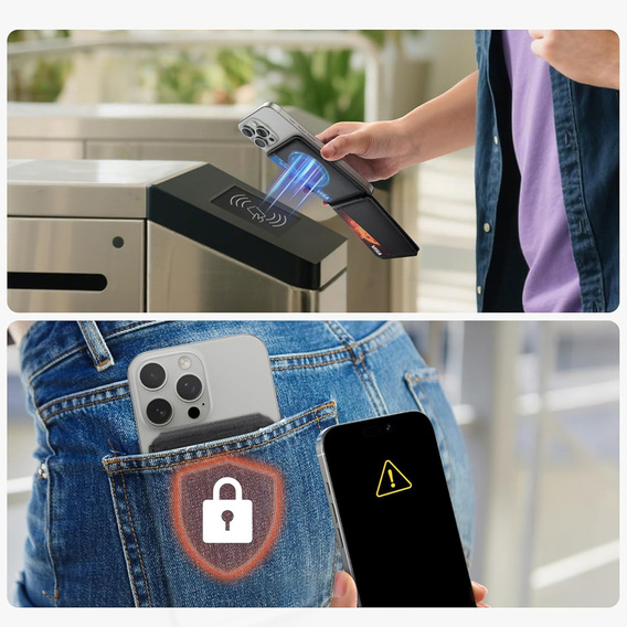 Magnetyczny portfel SURITCH do MagSafe z podstawką i funkcją NFC – czarny