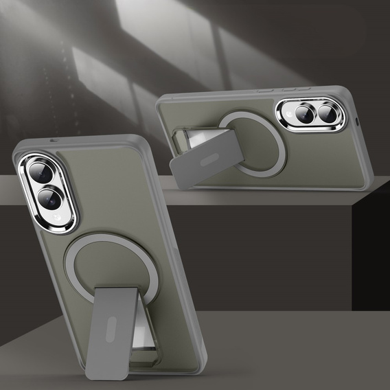 Etui do Samsung Galaxy S25 Edge, Kickstand Matt Case, do MagSafe, tytanowa szarość