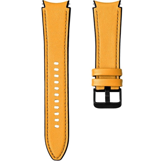 Pasek Skórzany do Samsung Galaxy Watch 4/5/6/7/FE 40/42/43/44/45/46/47mm, Zółty