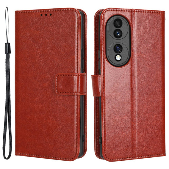 Etui z klapką do Honor 70 5G, Crazy Horse Wallet, brązowe