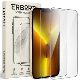 2x Szkło Hartowane do iPhone 13 Pro Max, ERBORD 9H Hard Glass, szybka