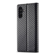 Etui z klapką do Samsung Galaxy A17 5G, LC.IMEEKE, z teksturą karbonu, czarne