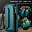 Etui CASEME do Samsung Galaxy S25 FE, RFID Leather Wallet, z paskiem na ramię, zielone