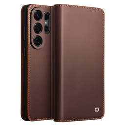 Skórzane etui Qialino do Samsung Galaxy S26 Ultra, brązowe