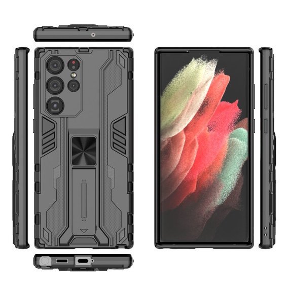 Etui do Samsung Galaxy S22 Ultra 5G, Military kickstand, czarne