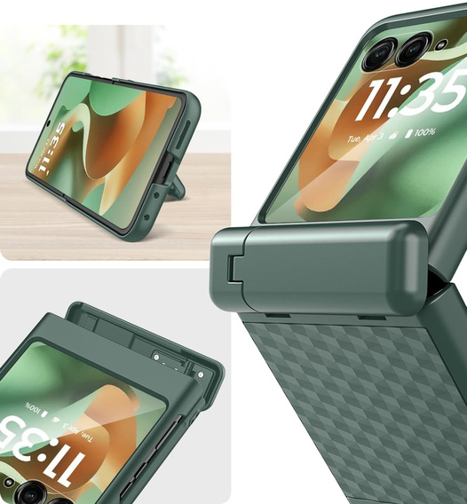 Etui do Motorola Razr 60 Ultra, PC Kickstand Case, ze szkłem, zielone