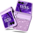 Etui do Motorola Razr 60 Ultra – Glitter PC Case ze szkłem i podstawką - fioletowe