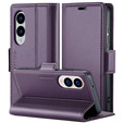 Etui do Samsung Galaxy S25 Edge, ERBORD Glossy Litchi, portfel z klapką, fioletowe