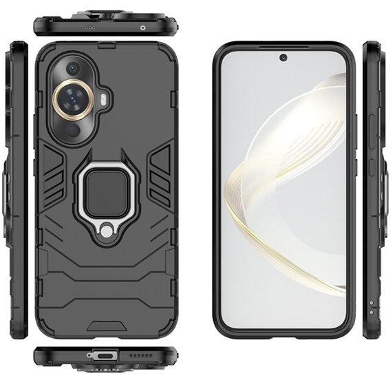 Etui do Huawei Nova 11 Pro, Kickstand Ring, czarne