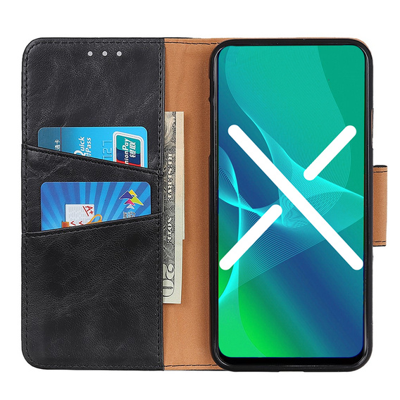 Skórzane Etui Wallet do Samsung Galaxy A22 5G, Black