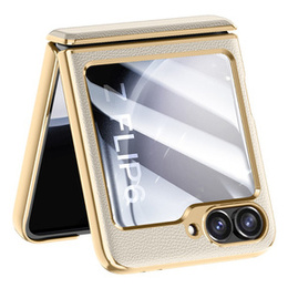 Etui Litchi Leather do Samsung Galaxy Z Flip7 FE / Z Flip6, szare