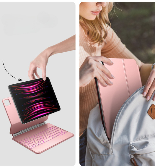 Etui z klawiaturą Dracool do iPad Air 11" 2024 (6 gen.) / Air 10.9" 2022/2020 (5/4 gen.) / Pro 11" 2022/2021/2020/2018 (4/3/2/1 gen.) – różowe