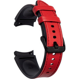 Pasek Skórzany do Samsung Galaxy Watch 4/5/6/7/FE 40/42/43/44/45/46/47mm, Czerwony