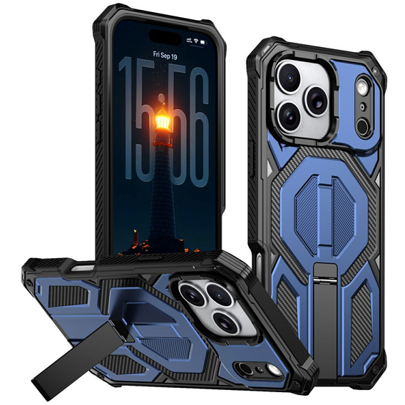 Etui ochronne do iPhone 17 Pro Max do MagSafe, z podstawką, niebieskie