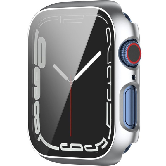 2w1 Etui + Szkło Hartowane do Apple Watch 7/8/9 45MM, Srebrne