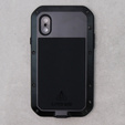 Etui Love Mei do iPhone XS / X, pancerne ze szkłem, czarne