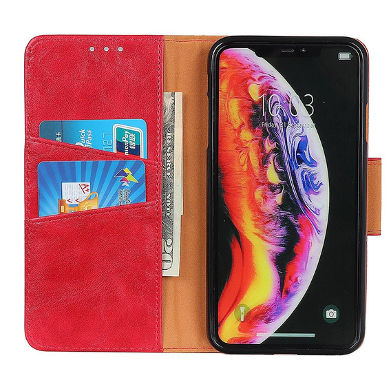 Skórzane Etui Wallet do Samsung Galaxy A50/A50S/A30S, czerwone