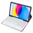 Etui z podświetlaną klawiaturą bluetooth touchpad do iPad 11" 2025 A16 (11 gen.) / iPad 10.9" 2022 (10 gen.), fioletowe