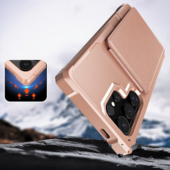 Etui do Samsung Galaxy S25 Ultra, Card Holder Kickstand, różowe
