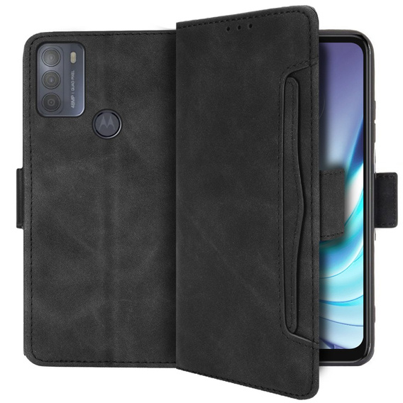 Etui z klapką do Motorola Moto G50, Card Slot, czarne