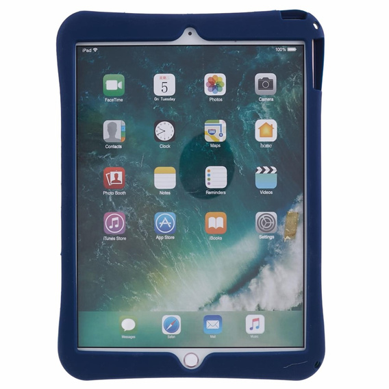 Etui silikonowe dla dzieci do iPad 10.2" 2021/2020/2019 (9/8/7 gen.), pancerne z paskiem, Astronaut, Granatowe