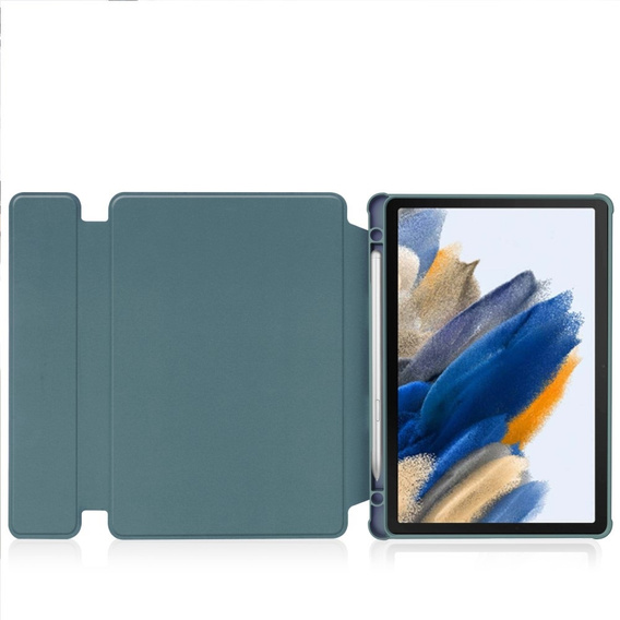 Etui z klawiaturą do Samsung Galaxy Tab A9+, Rotary 360° Leather, ciemnozielone