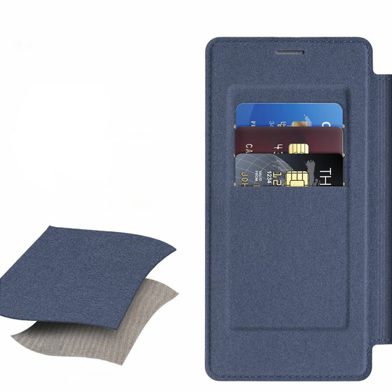 Skórzane etui do Samsung Galaxy S25 Ultra z MagSafe i blokadą RFID – Ciemnoniebieskie