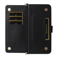 Etui z klapką do Xiaomi Poco F7 Pro, Crossbody Leather Wallet, czarne