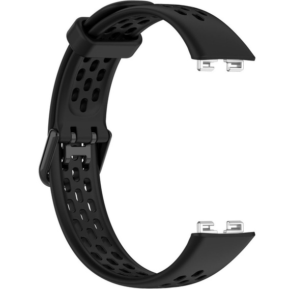 Pasek Silikonowy do Huawei Band 8 / Huawei Band 9 / Huawei Band 10, z dziurkami, Czarny