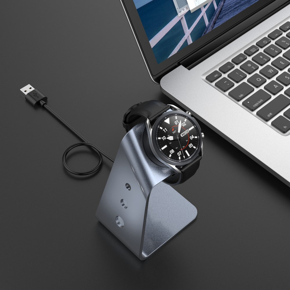 Aluminiowa Stacja Dokująca Ładowarka do Samsung Galaxy Watch 3/4/5/6/7 Active 2/Watch 5 Pro/Watch Ultra, Szara