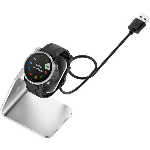 Aluminiowa Stacja Dokująca z kablem USB do zegarków Garmin, Srebrna