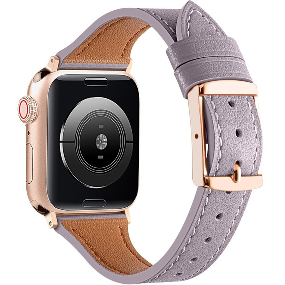 Pasek Skórzany do Apple Watch 1/2/3/4/5/6/7/8/9/10/11/SE 38/40/41/42mm, Fioletowy