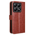 Etui z klapką do Xiaomi 14T Pro, Crazy Horse Wallet, brązowe