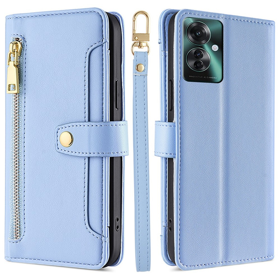 Etui z klapką do Oppo Reno 11F 5G, Wallet Zipper Pocket, niebieskie