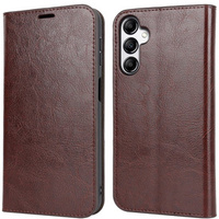 Etui skórzane do Samsung Galaxy A25 5G, Genuine Leather, z klapką, Ciemnobrązowe