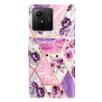 Etui z klapką do Xiaomi Redmi Note 12S, Wallet, Marble & Flowers różowe